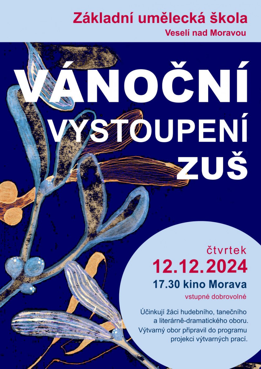 Vánoční vystoupení ZUŠ 2024 plakát